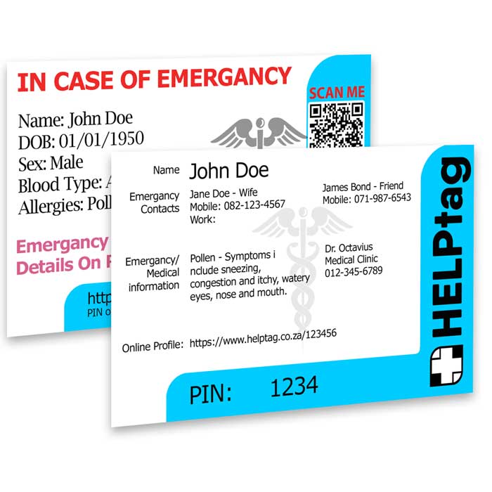 HELPtag I.C.E ID Card (Blue)