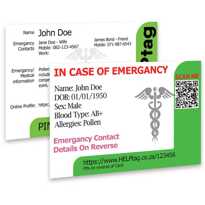 HELPtag I.C.E ID Card (Green)